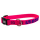 Embroidered Nylon Dog Collar Hot Pink with Blue Embroidery