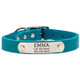 Designer Soft Leather Dog Collar Turquoise Name Plate Side Designer Soft Leather Dog Collar Turquoise Name Plate Side