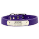 Designer Soft Leather Dog Collar Violet Name Plate Side Designer Soft Leather Dog Collar Violet Name Plate Side