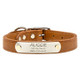 Designer Soft Leather Dog Collar Tobacco Name Plate Side Designer Soft Leather Dog Collar Tobacco Name Plate Side