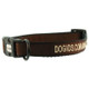 Embroidered Solid Color Dog Collar -  Brown outside Ribbon, Black Inside Nylon Color, Cream Embroidery Thread Embroidered Solid Color Dog Collar -  Brown outside Ribbon, Black Inside Nylon Color, Cream Embroidery Thread