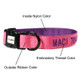 Embroidered Solid Color Dog Collar - Pink Outside Ribbon, Purple Inside Nylon, Purple Embroidery Thread Embroidered Solid Color Dog Collar - Pink Outside Ribbon, Purple Inside Nylon, Purple Embroidery Thread