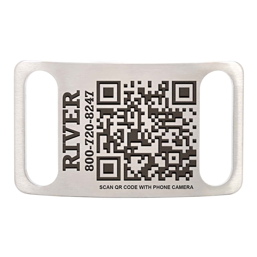 QR Code ScruffTag Slide On Nameplate Stainless Steel Large