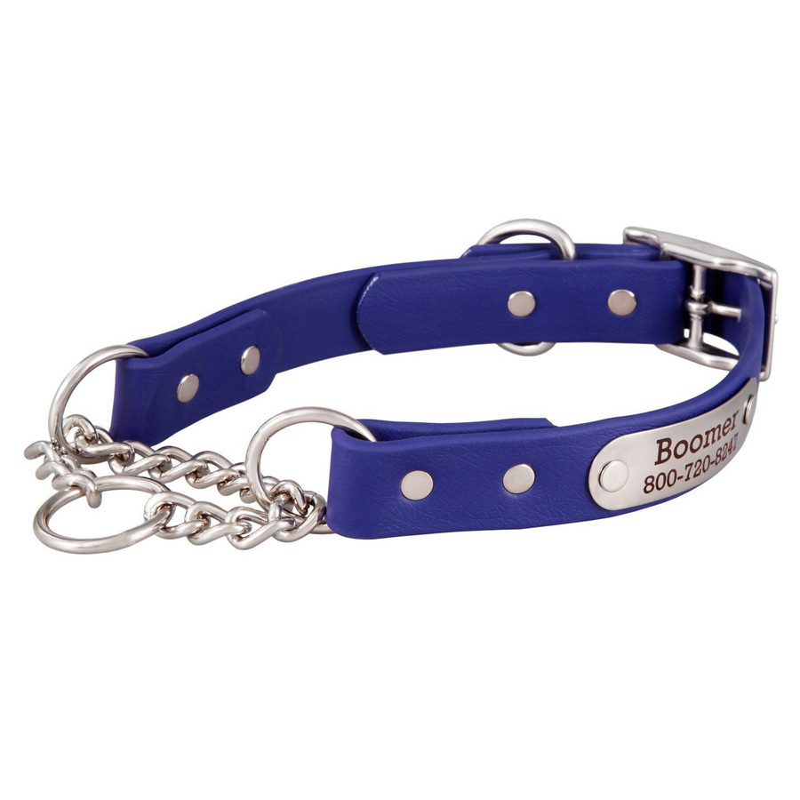 Personalized Waterproof Chain Martingale Collar - Blue