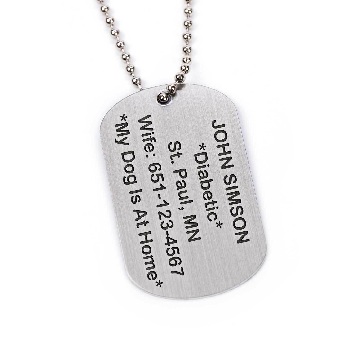 Military Dog Tag Necklace Stainless Steel Example 2