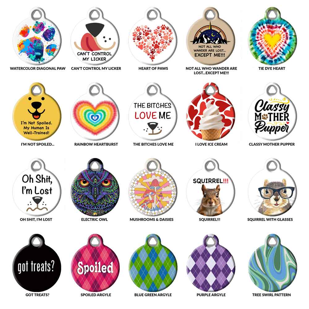 Quiet Colorful Custom Dog Tags Grid Page 1