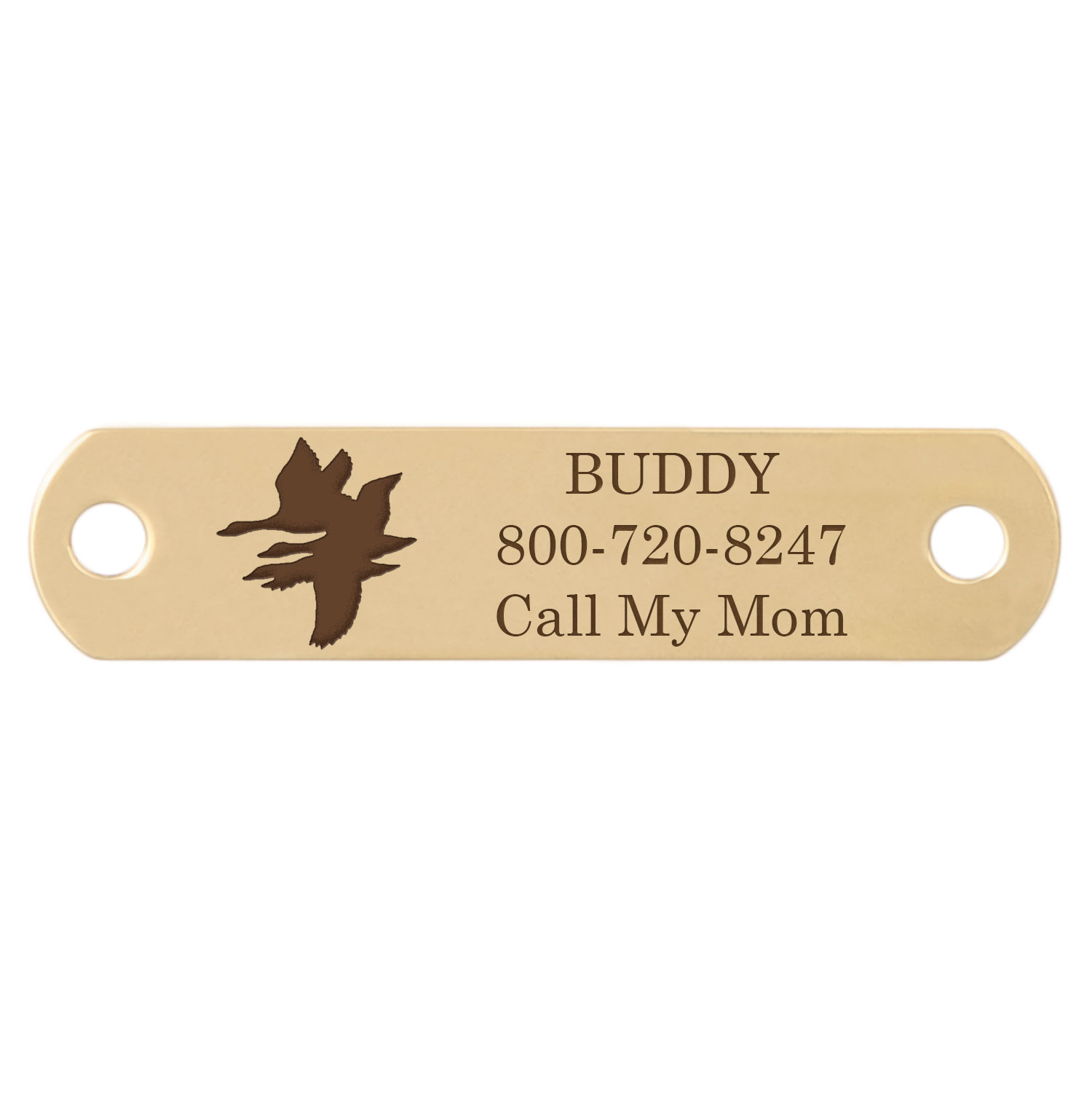 Sport Dog Rivet-On Dog Collar Name Plate Solid Brass Ducks Flying