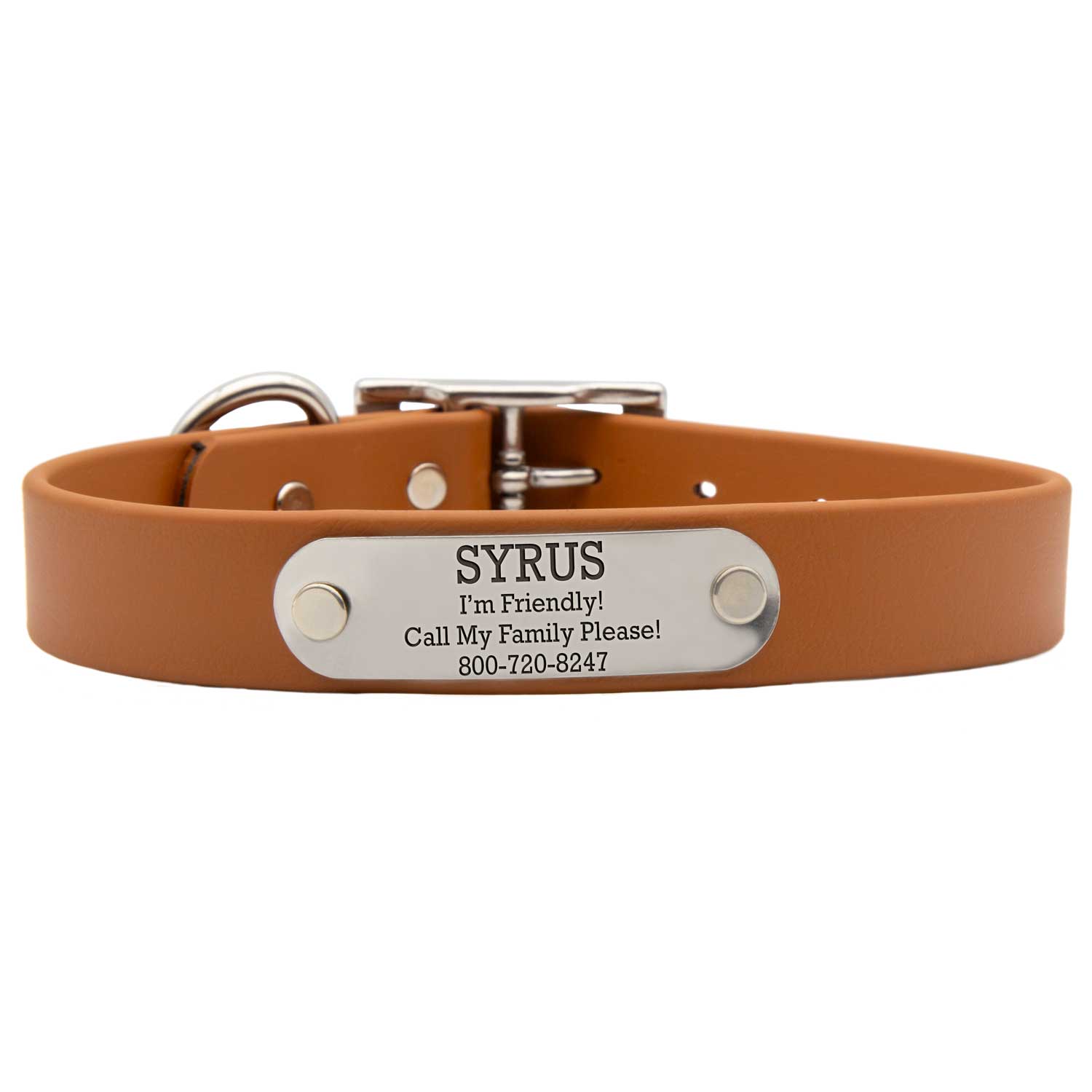 Waterproof Dog Collar with Personalized Nameplate Terracotta dogIDs