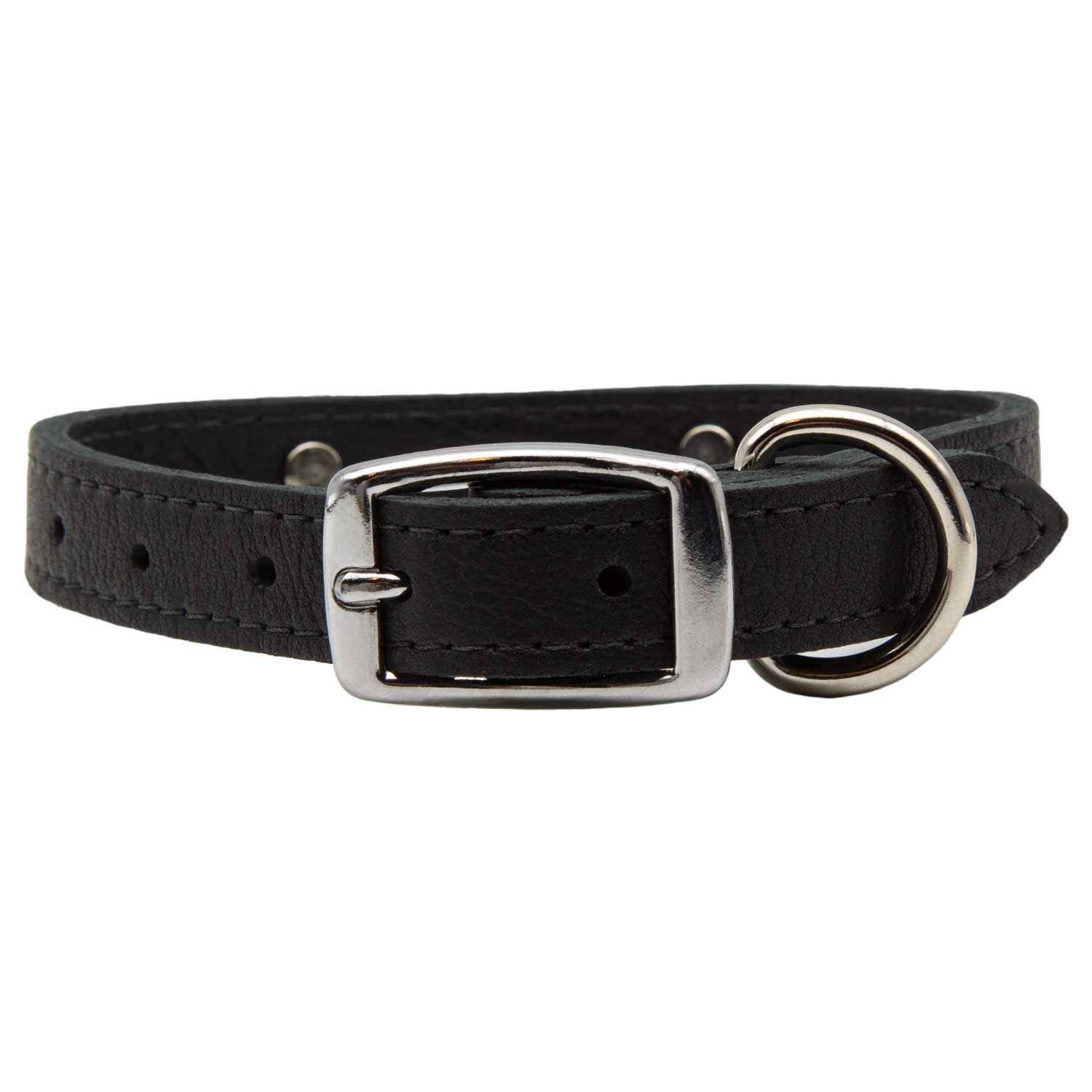 Designer Soft Leather Dog Collar Black Buckle Side