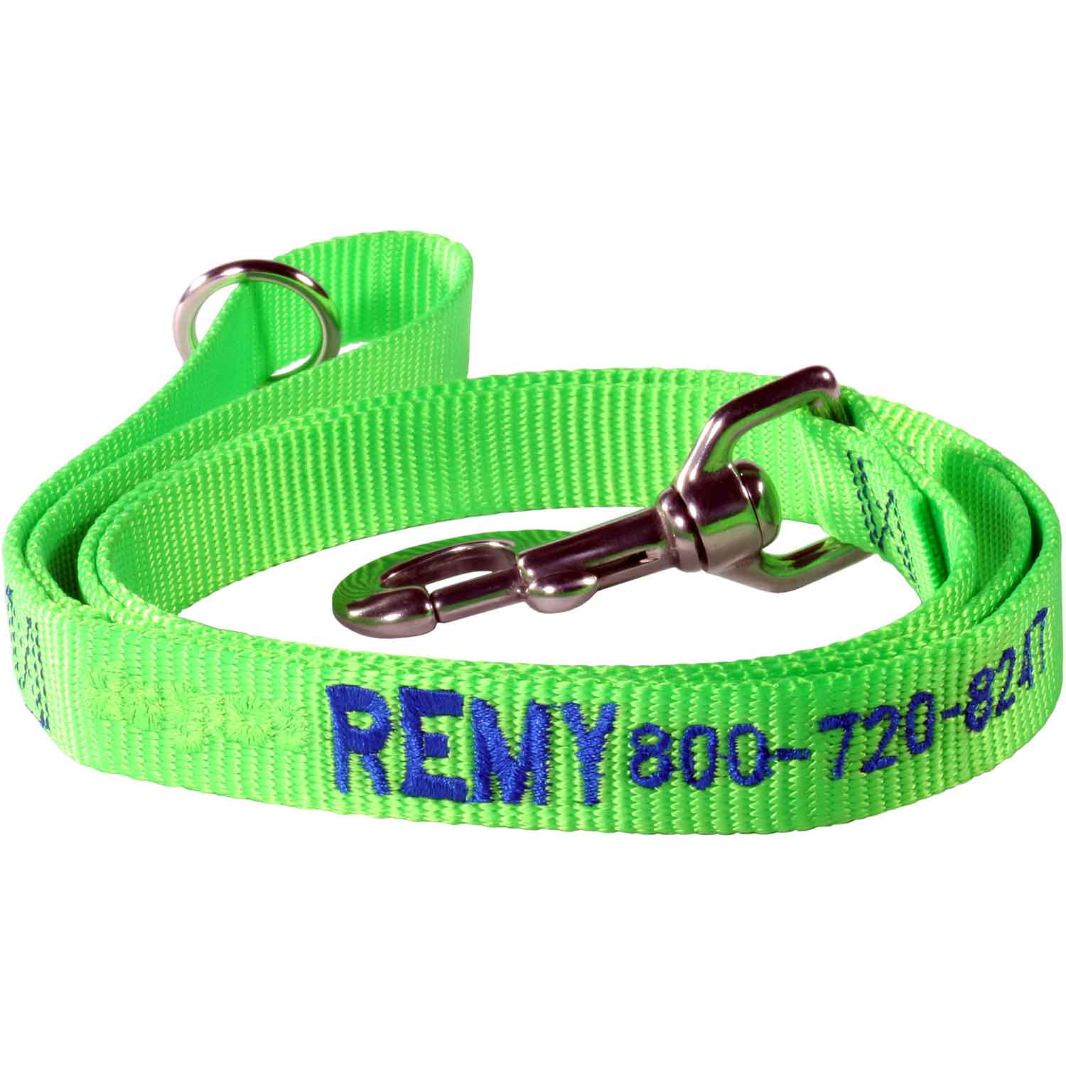 Custom Embroidered Nylon Leash Lime Green