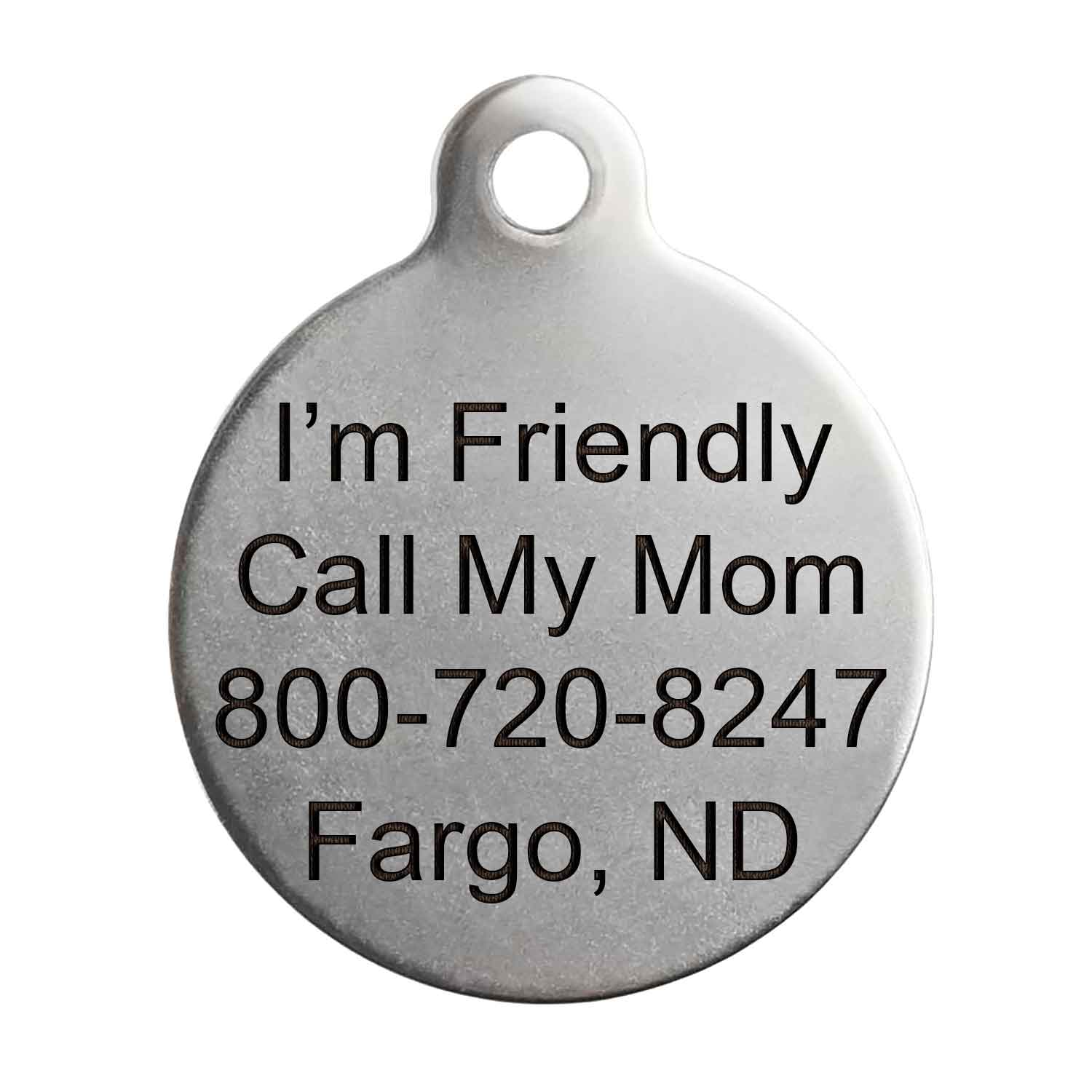 back engraving round dog tag stainless steel