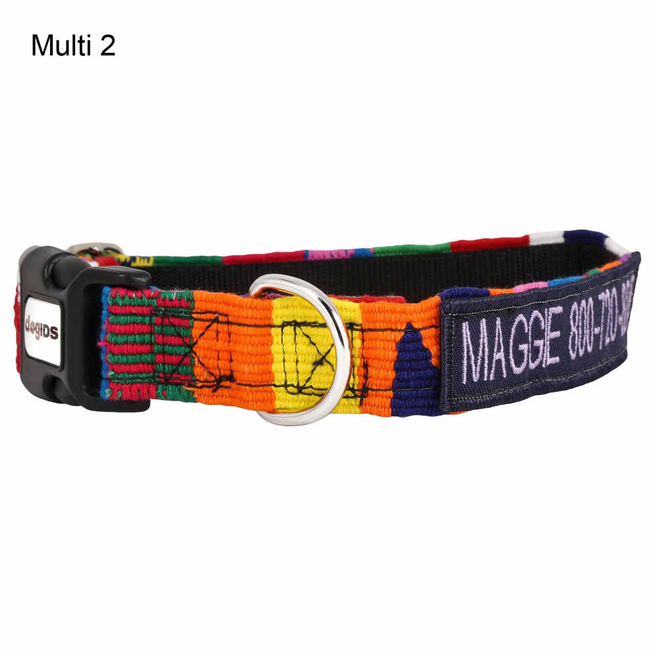 Embroidered Maya Personalized Dog Collar Multi 2
