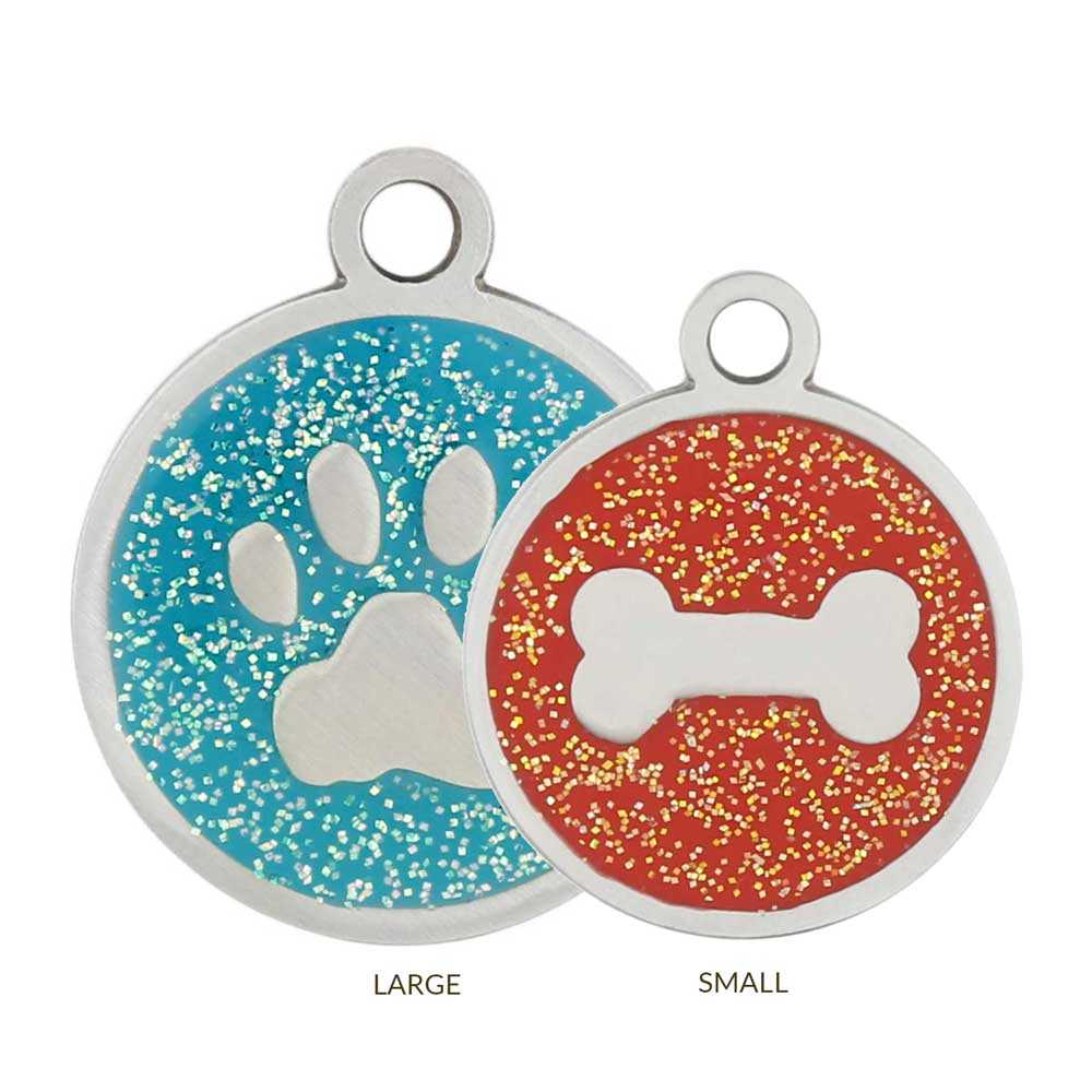 Glitter Dog Tags for Pets, Durable Stainless Steel