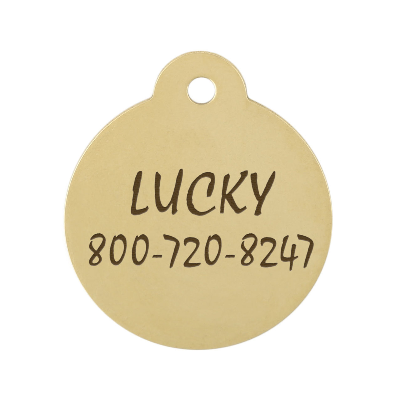 Four Leaf Clover Dog ID Tag Brass Backside of Tag