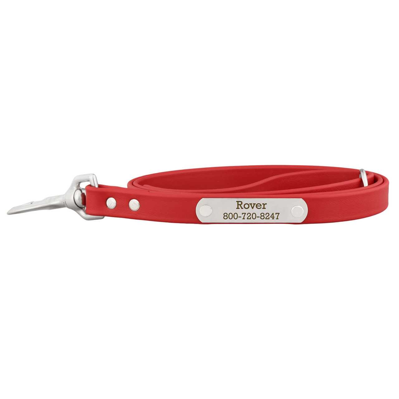 Personalized Waterproof Soft Grip Snap Leash Red dogIDs