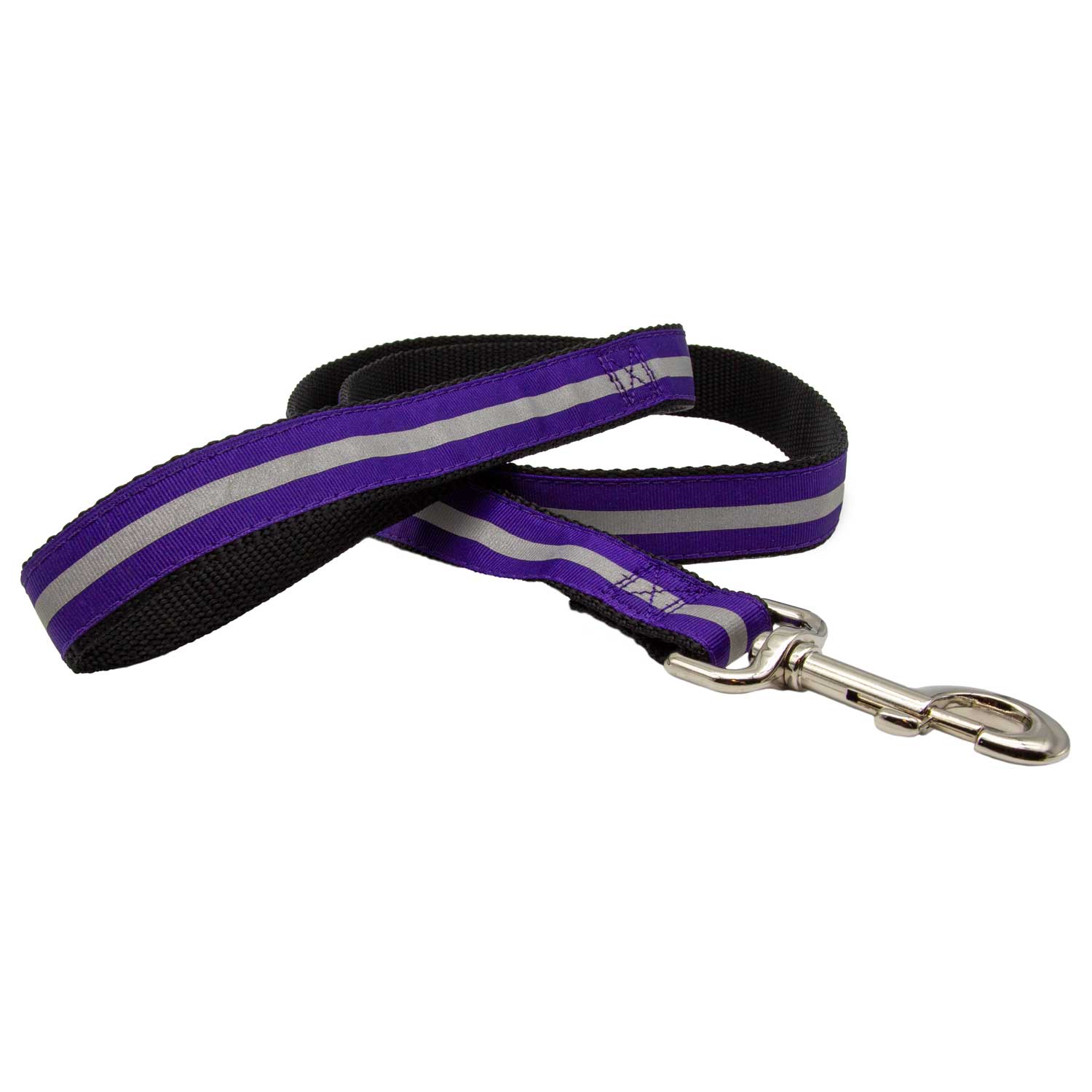 Embroidered Reflective Ribbon Nylon Dog Leash Purple