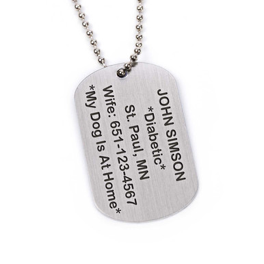 Stylewell Unisex Metal Fancy & Stylish Solid Military Army Theme Dog Tag  Name Blood Group Address Birth Laser Engraved Sterling Blade Pendant Locket  Necklace With Ball Chain Jewellery Set Metal Pendant Set