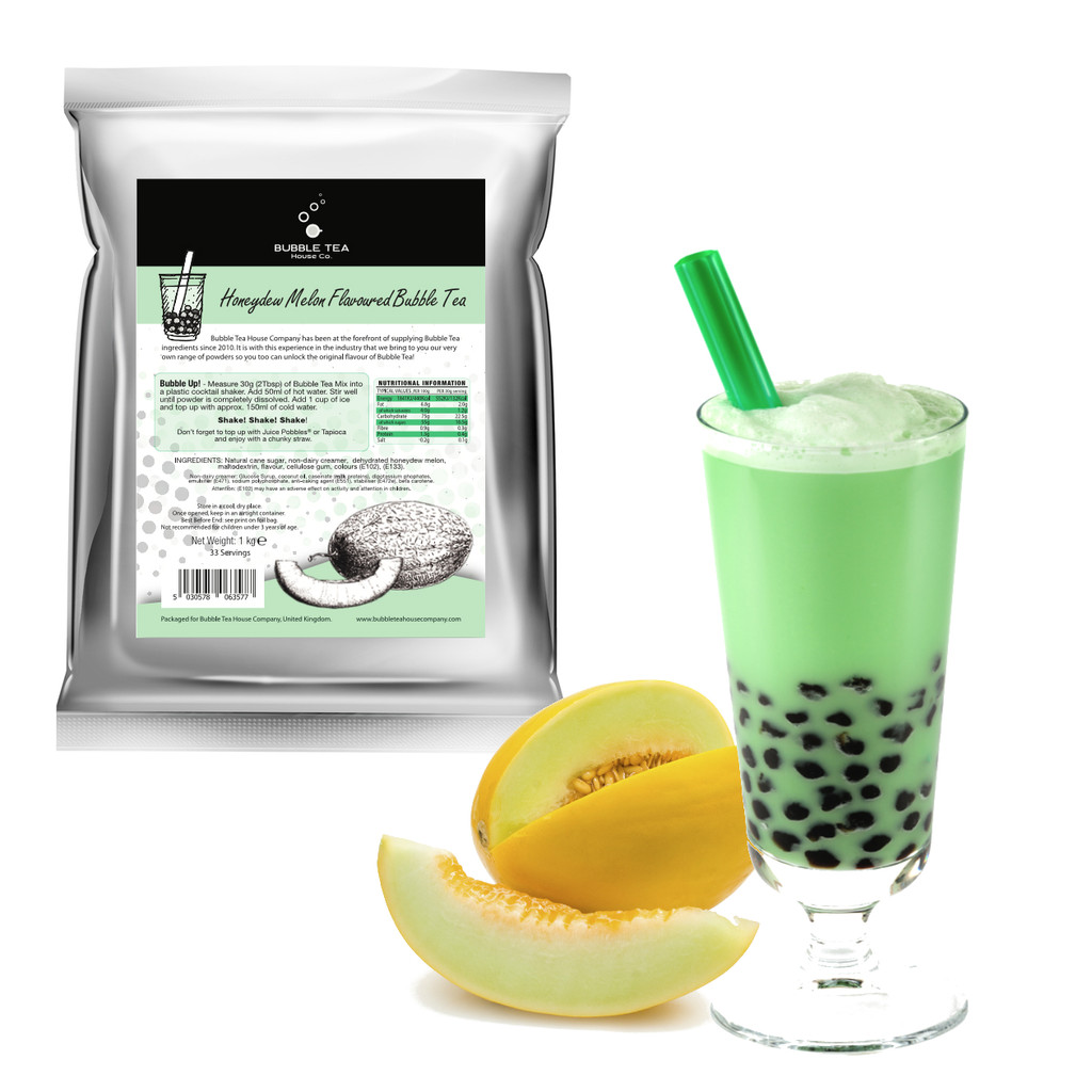 HONEYDEW MELON Bubble Tea Powder 1kg pack with drink