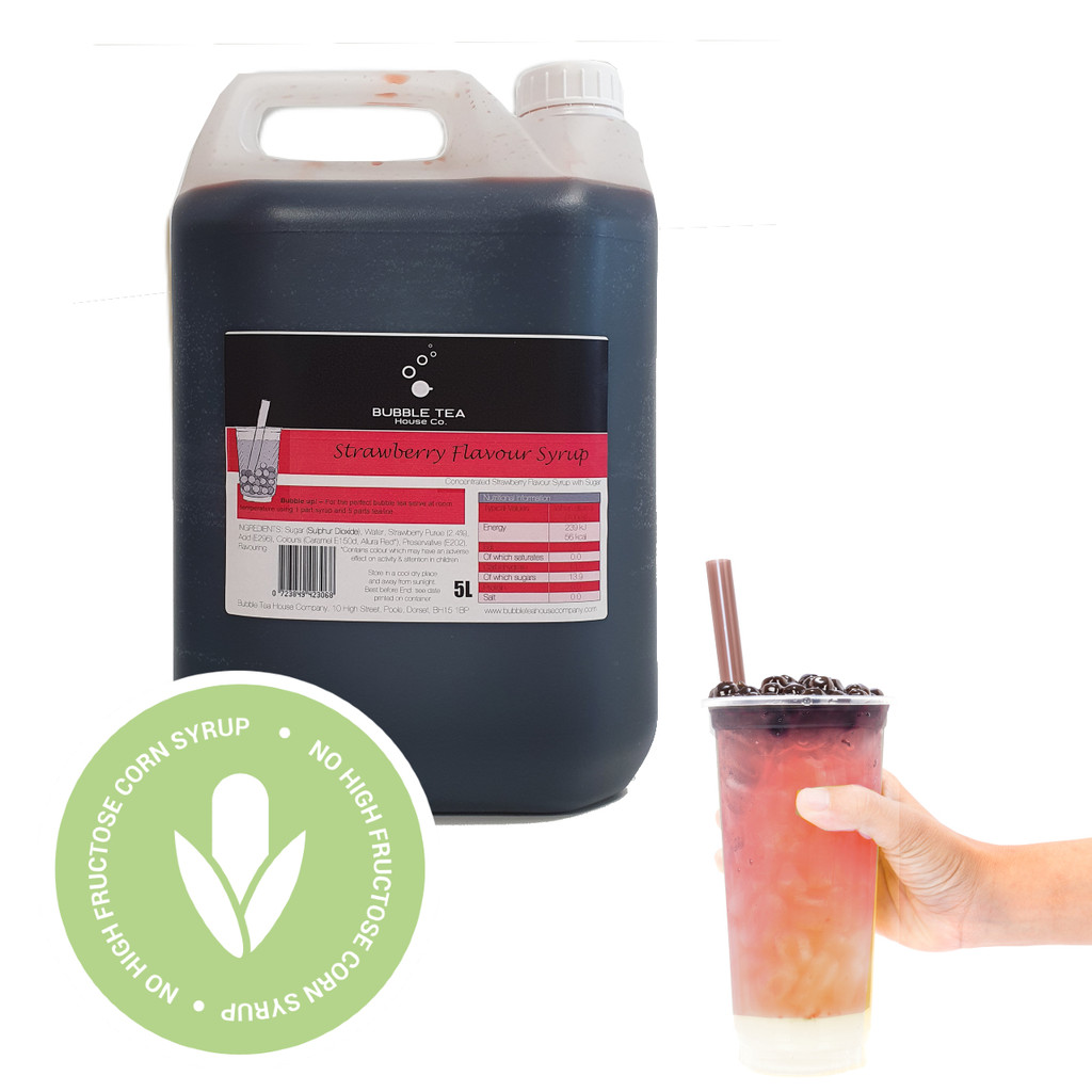 5L Syrup for Bubble Tea - STRAWBERRY - No high fructose corn syrup