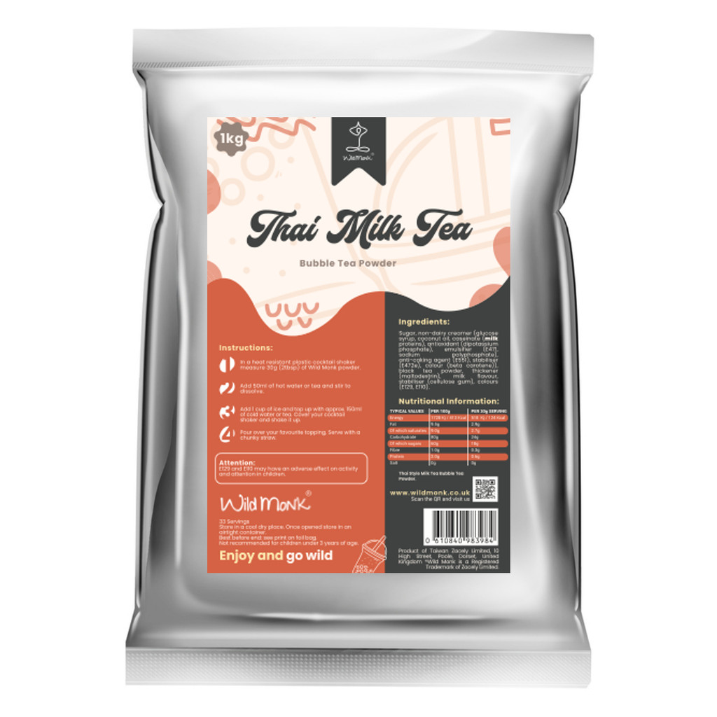 Wild Monk THAI TEA MILK TEA Premium Bubble Tea Powder packaging