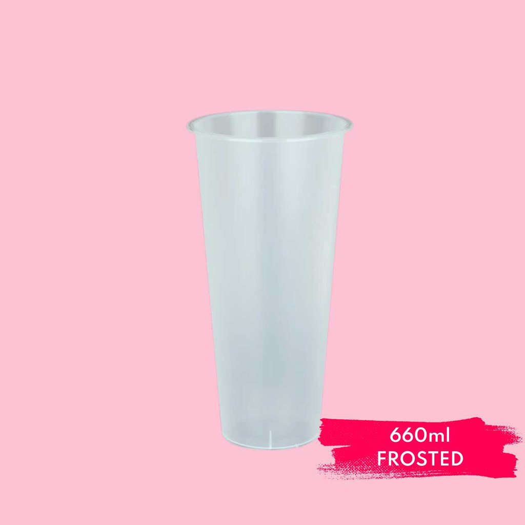 Case of 660ml (90mm) FROSTED Hard Cups for Bubble Tea (1 case = 500 cups)