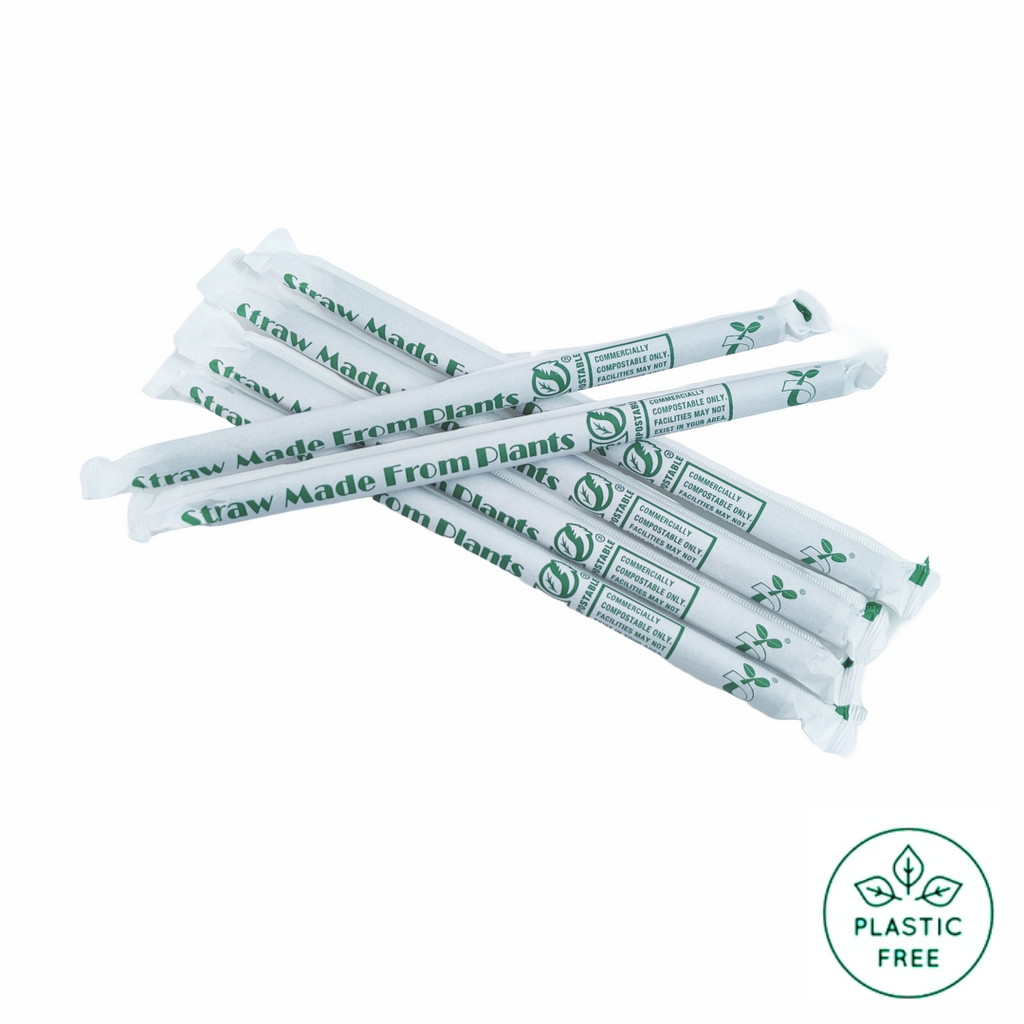 £0.045/per straw - Case of 2000 Chunky Black COMPOSTABLE PLA Straws - Individually Wrapped / Pointy Tip (1.2x21cm) Minimum 10 cases