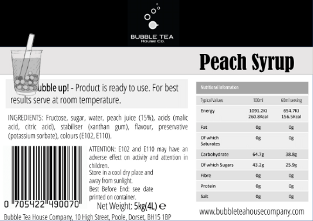 PEACH - Syrup for Bubble Tea (5kg)