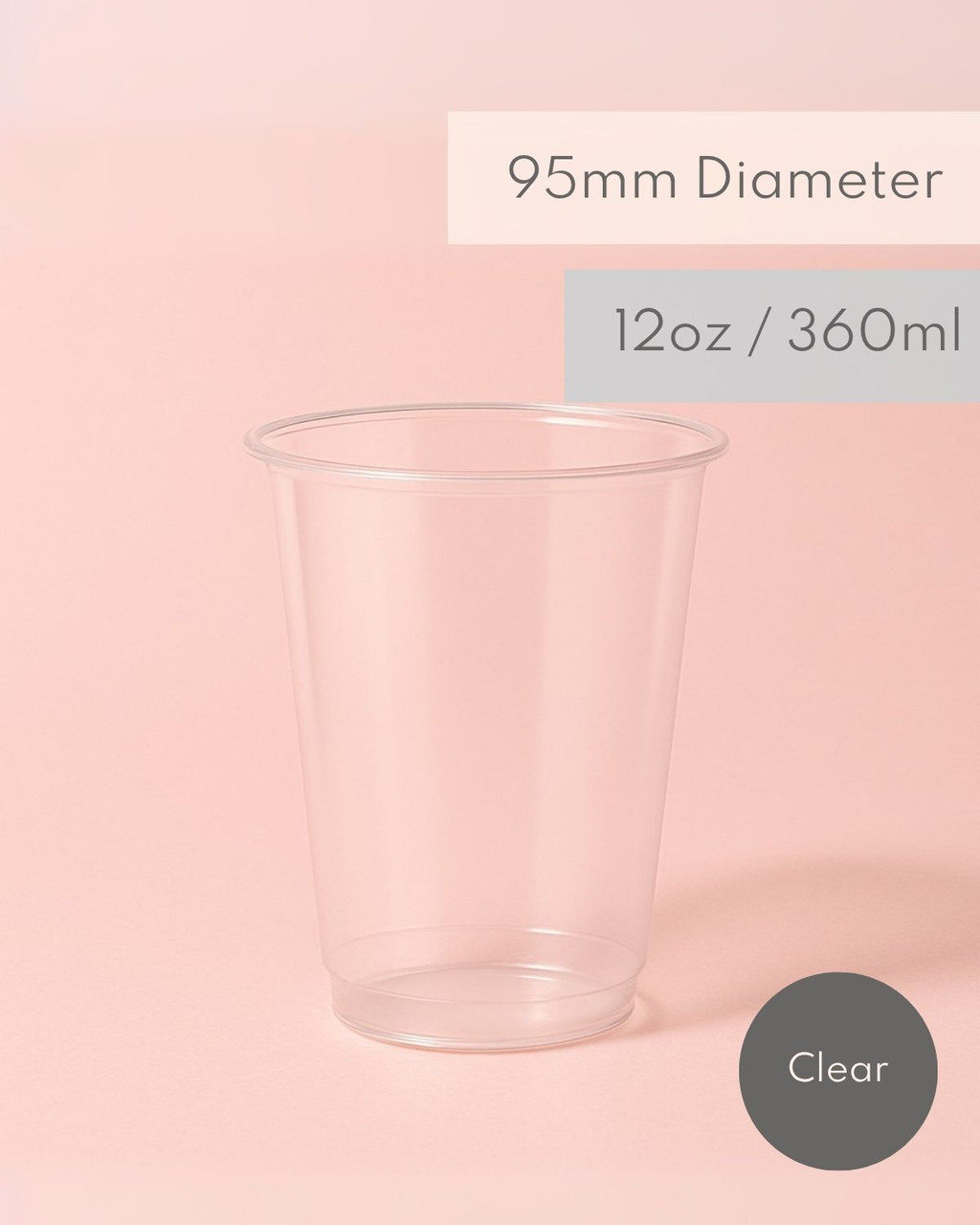 PPY 360ml (12oz) Clear REGULAR Soft Cups for Bubble Tea (1 case 2000 cups)