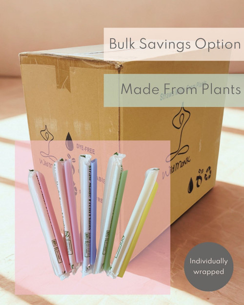 £0.045/per straw - Case of 2000 Chunky Colourful COMPOSTABLE PLA Straws - Individually Wrapped / Pointy Tip (1.2x21cm) Minimum 10 cases