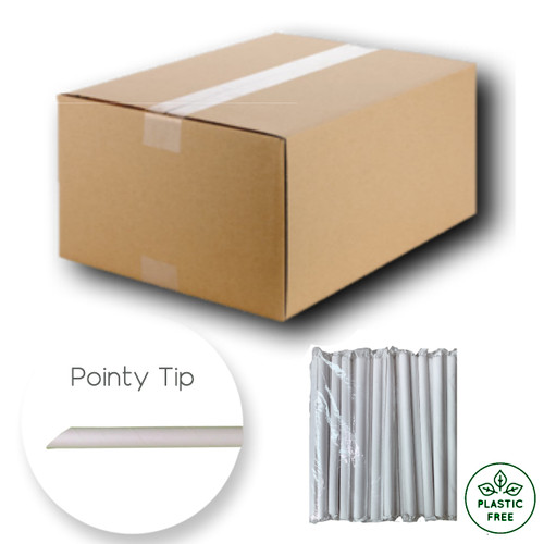 2000 x Chunky PAPER Straws - Individually Wrapped 1.2x21cm (40 packs x 50 straws)