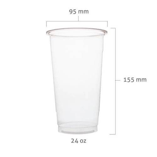 Case of 700ml (24oz) Clear REGULAR Soft Cups for Bubble Tea (1 case = 1000 cups)
