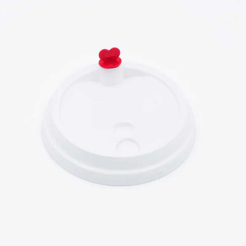 Case of 90mm WHITE cup lids with red heart (1000 units/case)