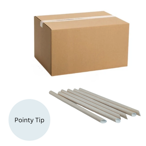 £0.045/per straw - Case of 2000 Chunky Kraft Paper Straws - Individually Wrapped / Pointy Tip (1.2x21cm) Minimum 10 cases