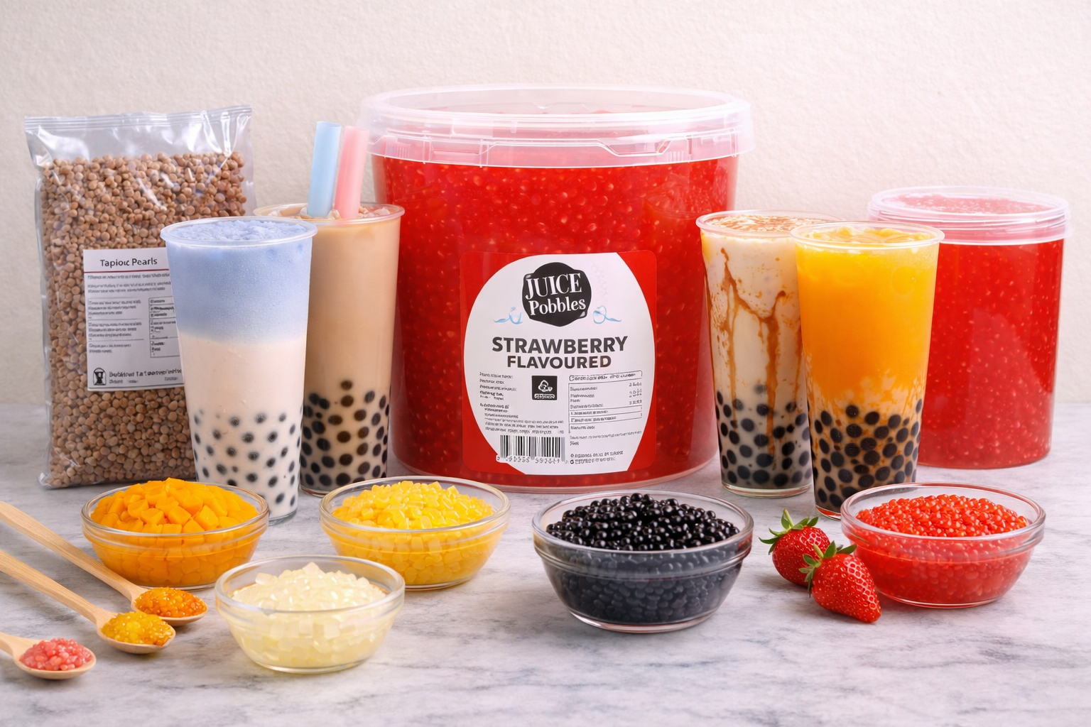 Bubble tea toppings and drinks