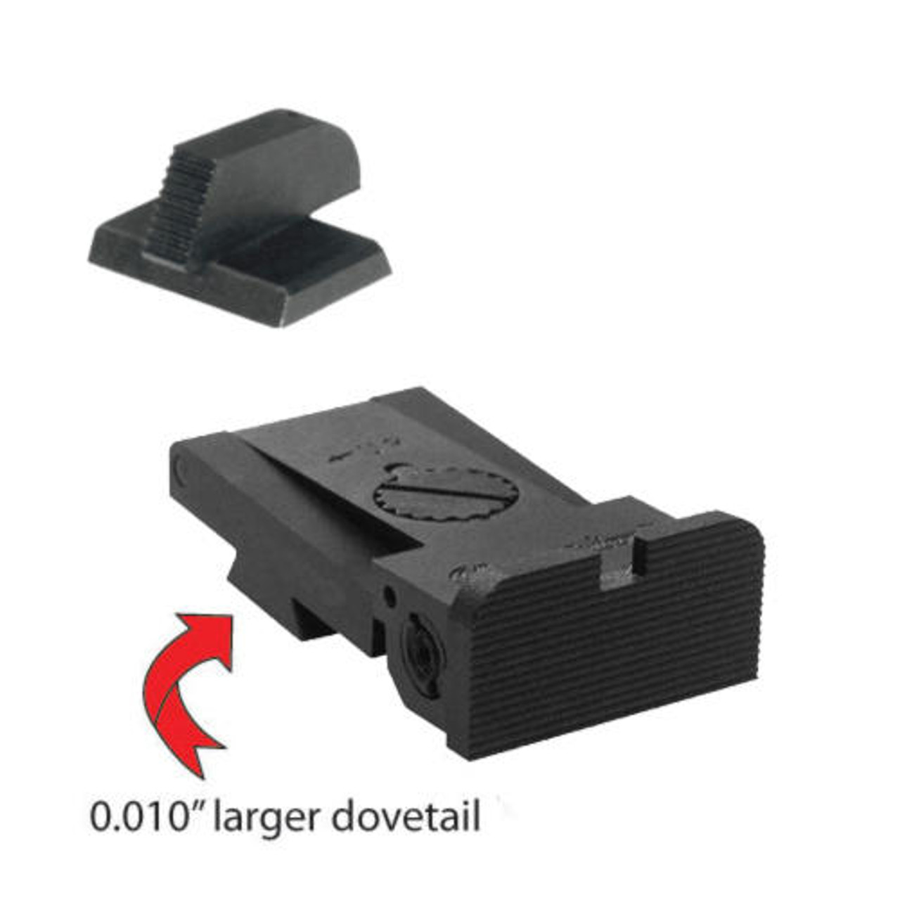 Kensight Kensight Serrated Blade/Rounded Corners, 0.010 Oversized Dovetail for Bo-Mar BMCS Cut - .200 Tall FLAT BASE Front Sight