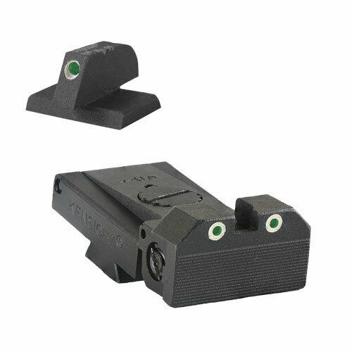 Kensight Kensight Fully adjustable tritium dot rear sight fits Bo-Mar BMCS Cut, .120 deep notch, beveled blade w/serrations - .210 Tall FLAT BASE Front Sight