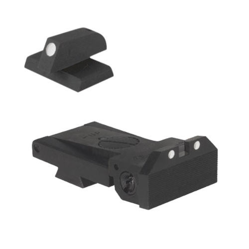 Kensight Kensight Target 1911 Sights Set White Dot Beveled - White Dot Front Sight Blade 0.200 - Fits Bomar BMCS  Sight Dovetail Cut