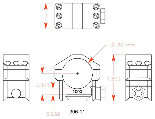 Badger Ordnance Badger Ordnance 30 Mm MAX-50 Scope Ring - Standard .823