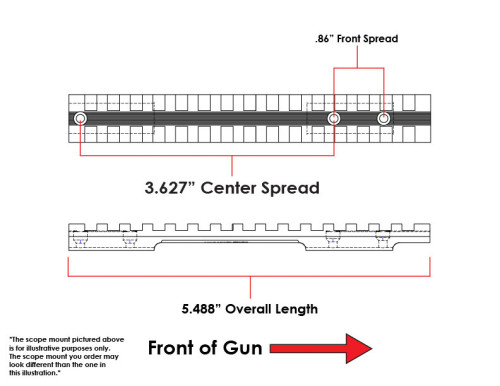 EGW Remington XP, XR 100, Model 7 3-hole Short Action Picatinny Rail 0 MOA