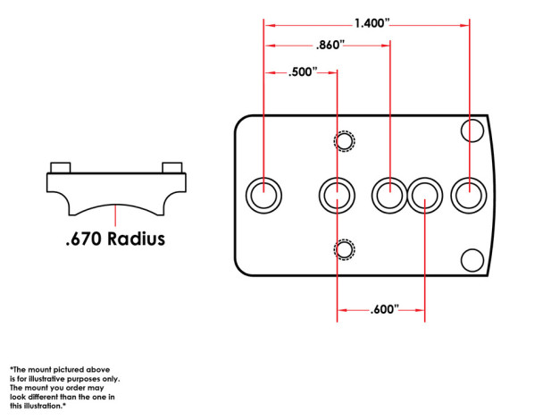 EGW Trijicon RMR / SRO, Holosun 407c / 507c Mount for Universal .670" Radius