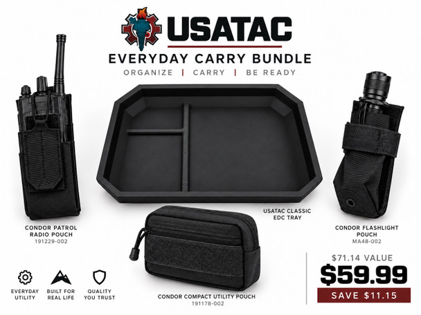USATAC Everyday Carry Bundle – Radio, Flashlight & Utility Pouches + EDC Tray