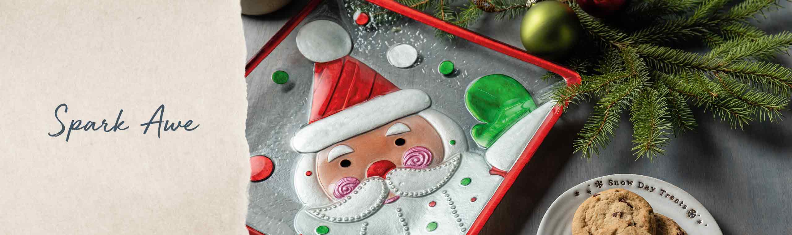 Spark an Awe! a glass plate with a santa clause fusion