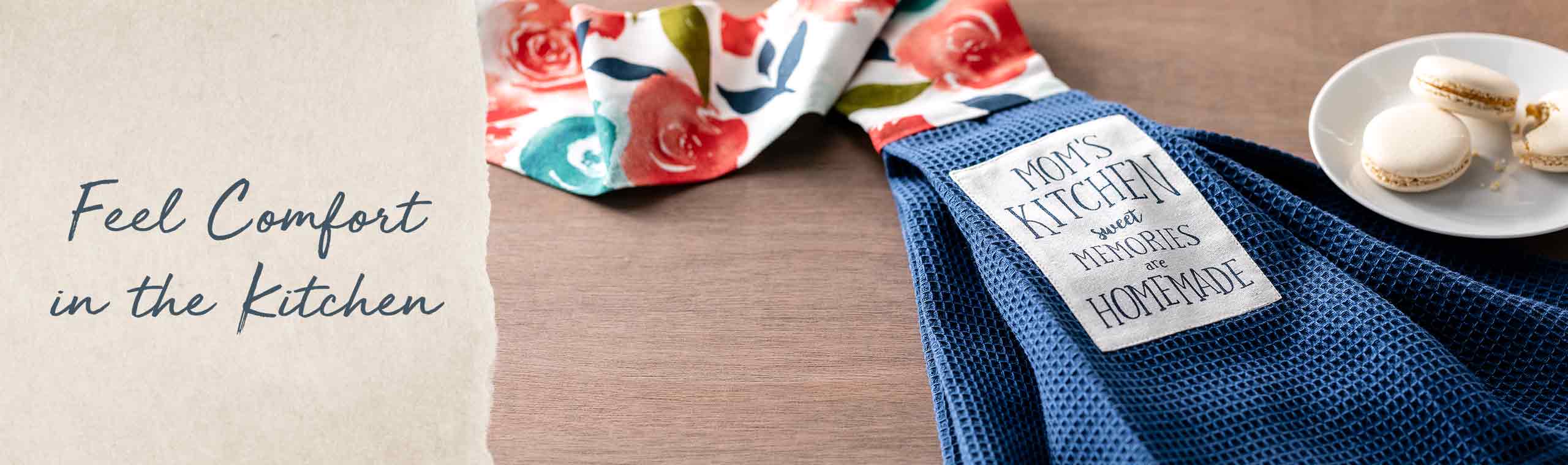 Feel the comfort in the Kitchen. photo of a blue wash towel with flowers