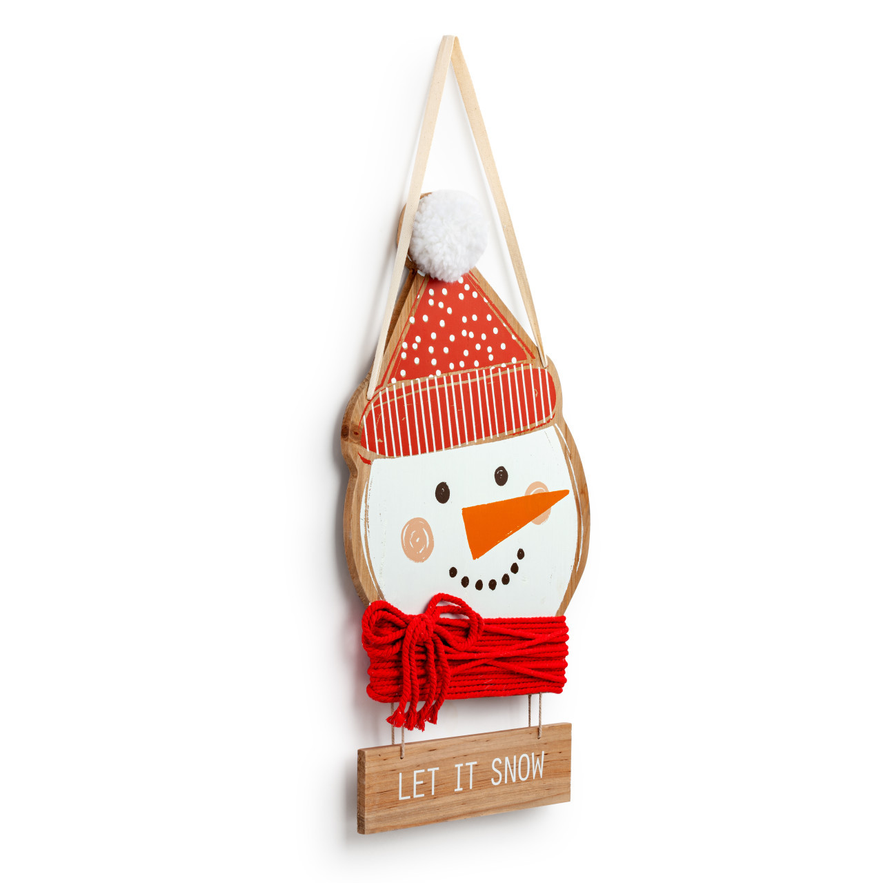 LET IT SNOW Snowman Door Hanger- Winter - Unfinished Wood - Wooden