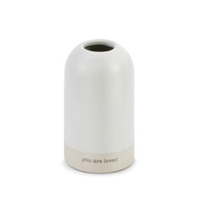 Small white vase with the words You are Loved at the base