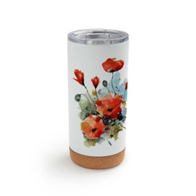 Dean Crouser Poppy Metal Tumbler with Lid - White