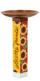 Playful Sunflowers Bird Bath w/ST9021 Copper Topper