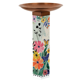 Spring Florals Bird Bath w/ST9021 Copper Topper