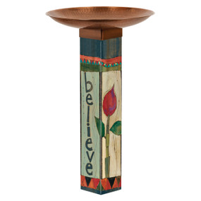 Believe Bird Bath Art Pole w/ST9021 Copper Topper
