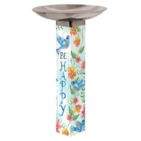 Happy Bluebirds Bird Bath w/ST9025 Stainless Topper